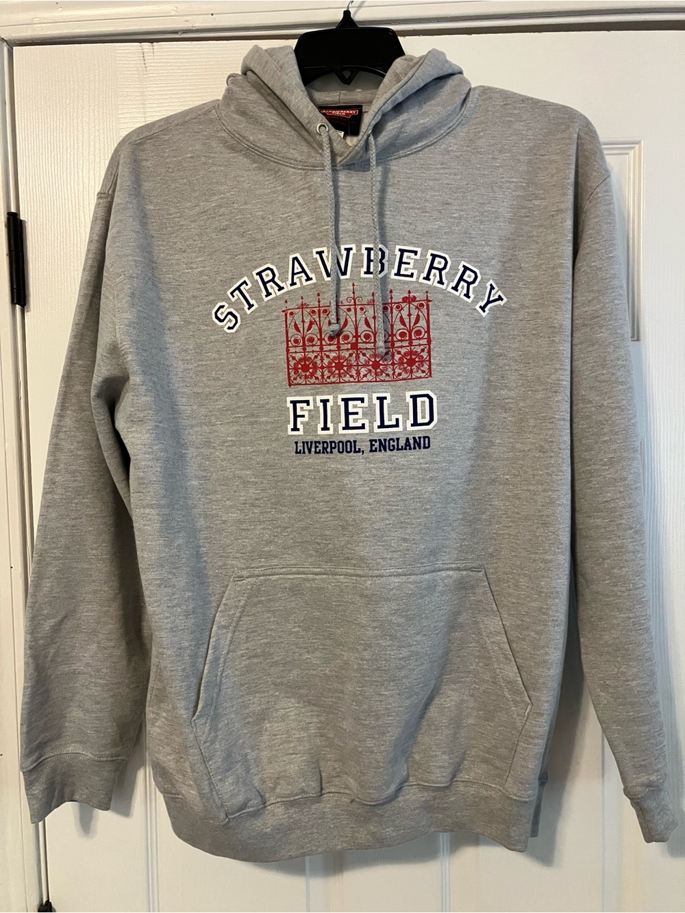 Strawberry Field Liverpool England Gray Hooded Sweatshirt Mens Size Large-NWT!